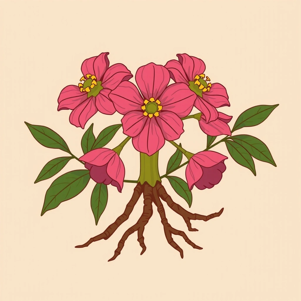 Rhodiola Rosea flowers illustration