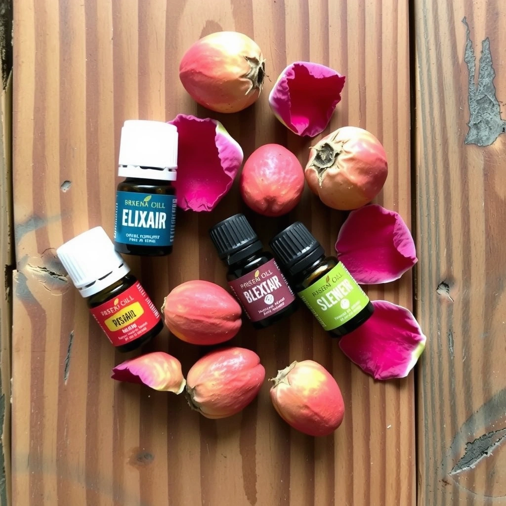 Ingredients of Radiant Rosehip Elixir displayed aesthetically